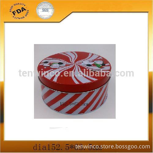 Round Christmas Gift Tin Box,Customized Fancy Tin Box Chirstmas Cookie Tin Boxes